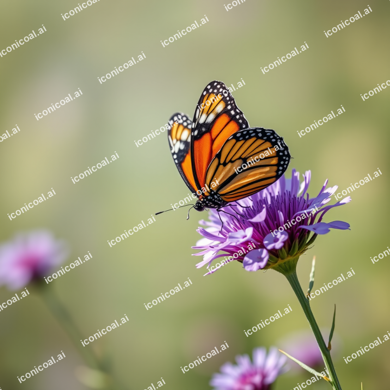 Monarch Butterfly On Purple Wildflower
