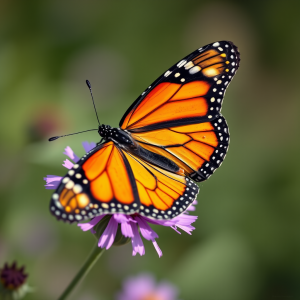 Monarch Butterfly On Purple Wildflower