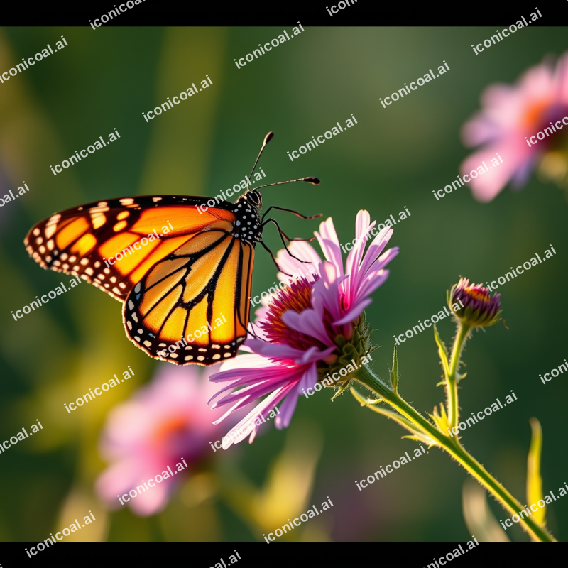 Monarch Butterfly On Purple Wildflower