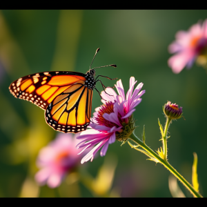 Monarch Butterfly On Purple Wildflower