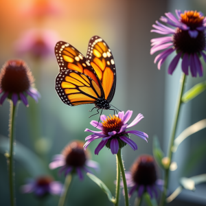 Monarch Butterfly On Purple Wildflower