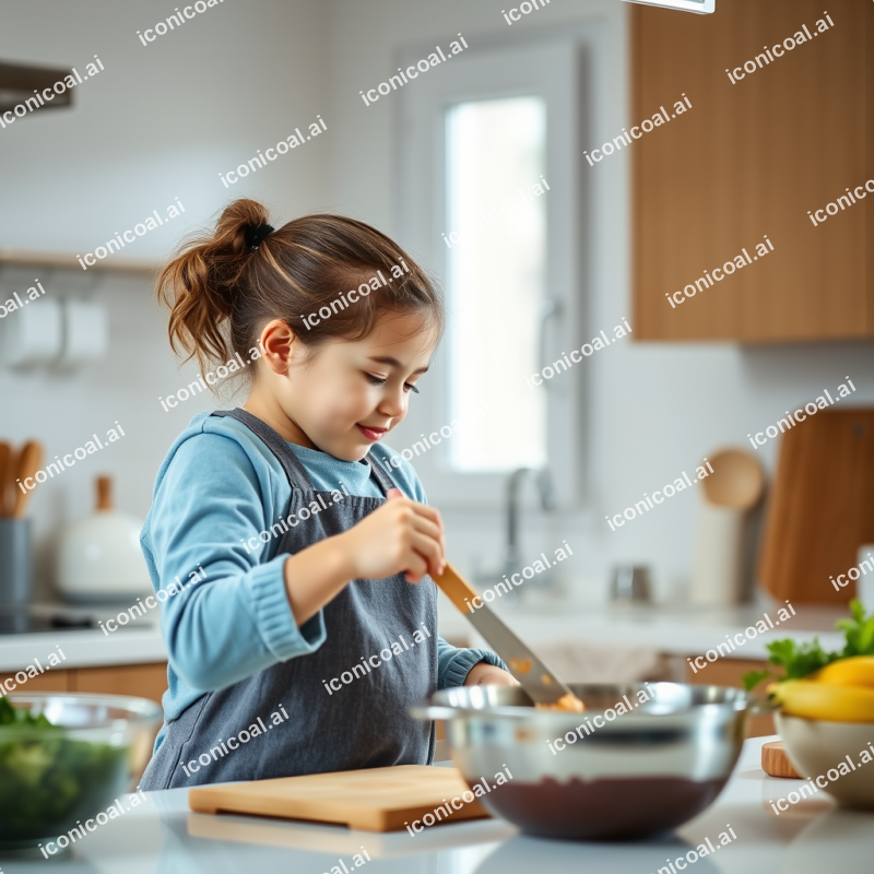 Mother And Child Cooking Together In Kitchen Bonding Moment