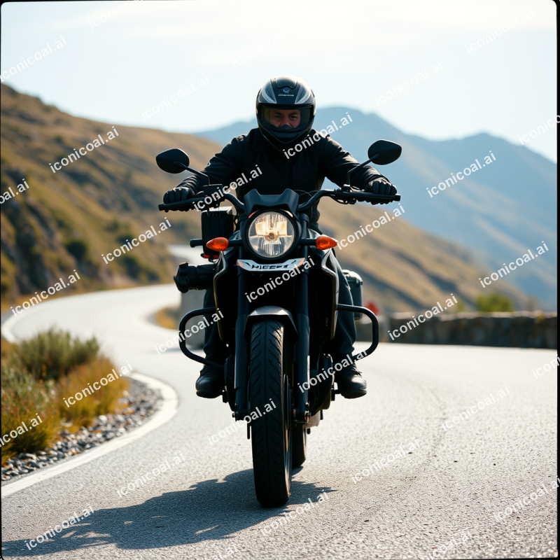 Motorcycle On Winding Mountain Road Adventure