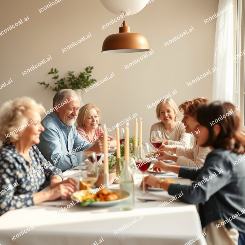 Multigenerational Family Dinner Table Celebration Together