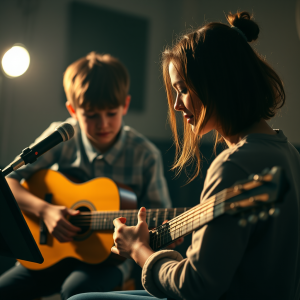Music Lesson With Child Learning Instrument Patient Teacher