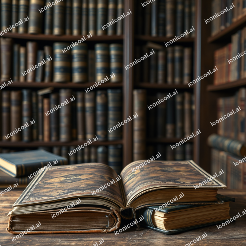 Old Books With Worn Leather Covers Library Nostalgia