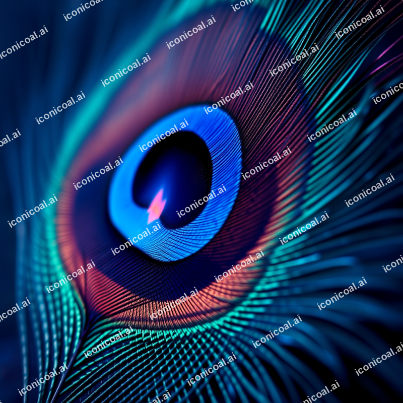 Peacock Feather Eye Detail Showing Iridescent Structure