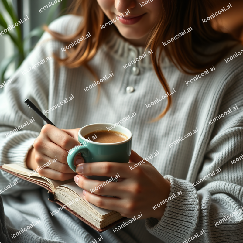 Person Journaling With Coffee Morning Routine Mindfulness