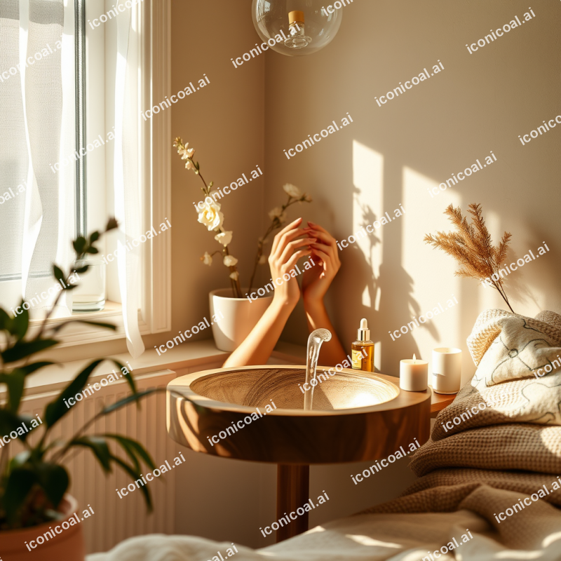 Person Practicing Self-care Skincare Routine Peaceful Moment