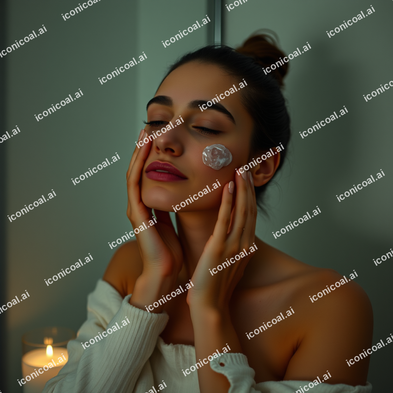 Person Practicing Self-care Skincare Routine Peaceful Moment