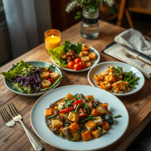 Plant-based Meal Colorful Vegan Dinner Beautiful Plating