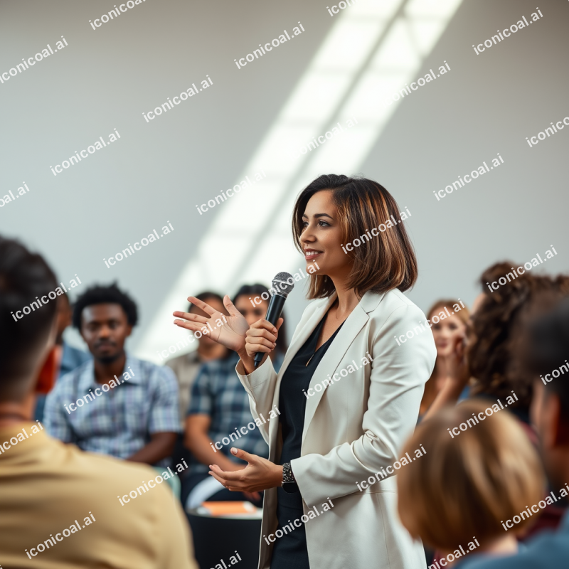 Professional Woman Leading Presentation To Engaged Divers...