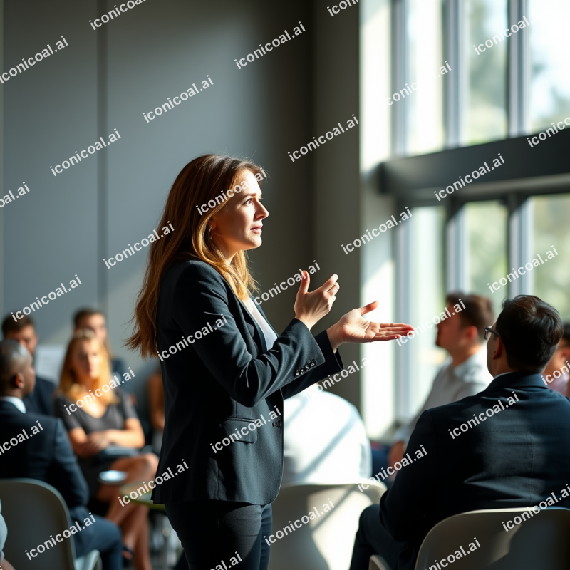 Professional Woman Leading Presentation To Engaged Divers...