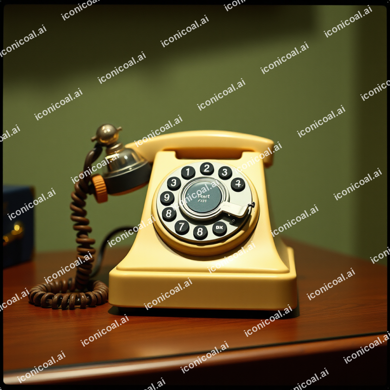 Retro Rotary Telephone On Wooden Table Communication