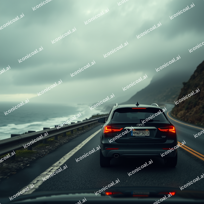 Road Trip Car On Coastal Highway Scenic Drive