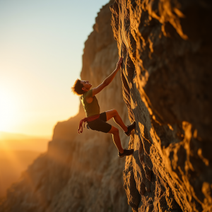 Rock Climbing Person Reaching Next Hold Determination