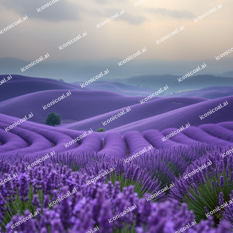 Rolling Hills Of Lavender Fields Purple Summer Landscape