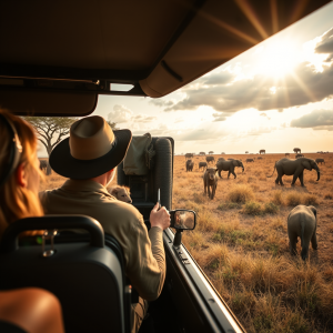 Safari Vehicle Watching Wildlife African Savanna Adventure