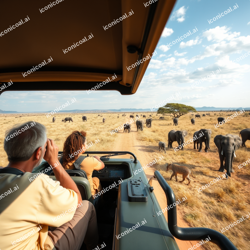 Safari Vehicle Watching Wildlife African Savanna Adventure