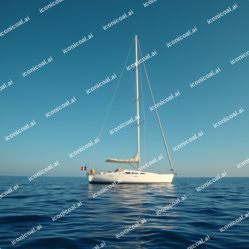 Sailboat On Calm Ocean Water Peaceful Sailing
