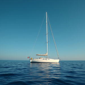 Sailboat On Calm Ocean Water Peaceful Sailing