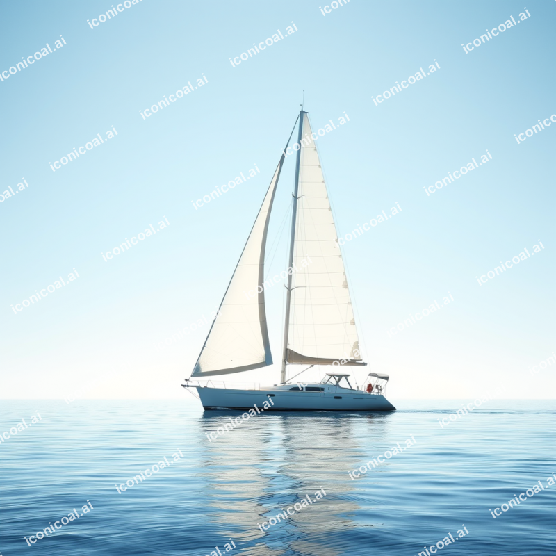 Sailboat On Calm Ocean Water Peaceful Sailing
