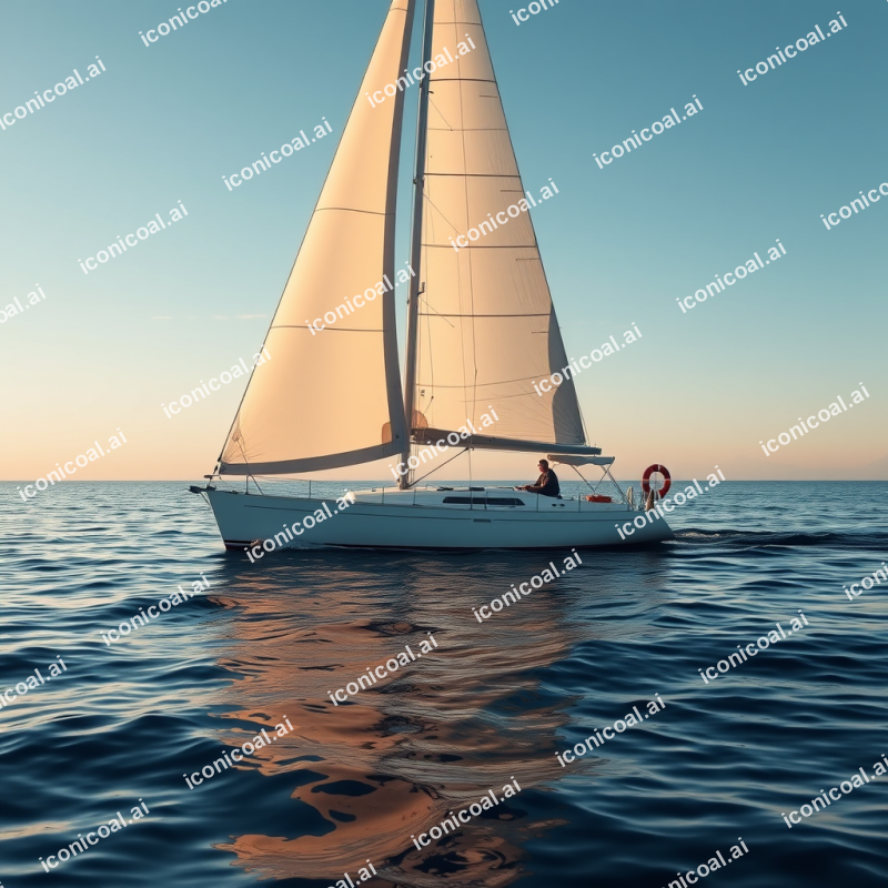 Sailboat On Calm Ocean Water Peaceful Sailing