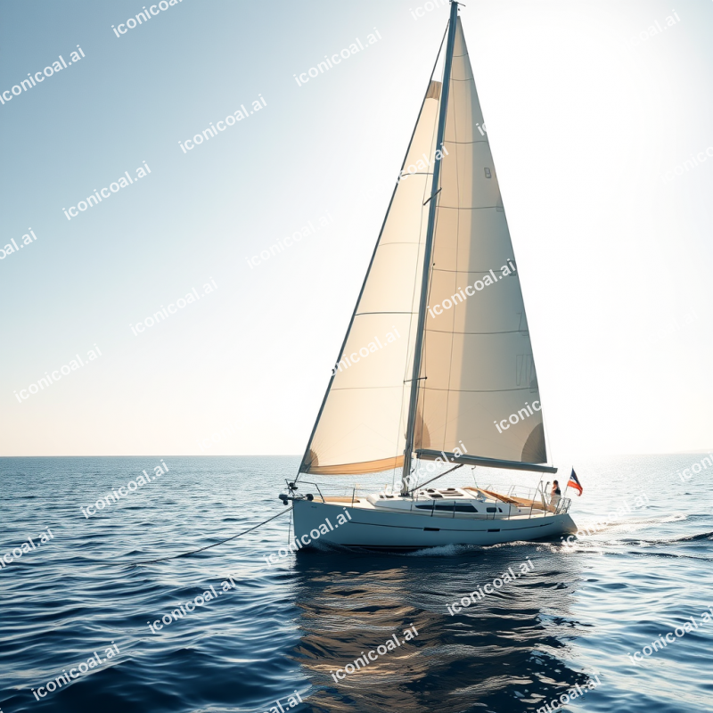 Sailboat On Calm Ocean Water Peaceful Sailing
