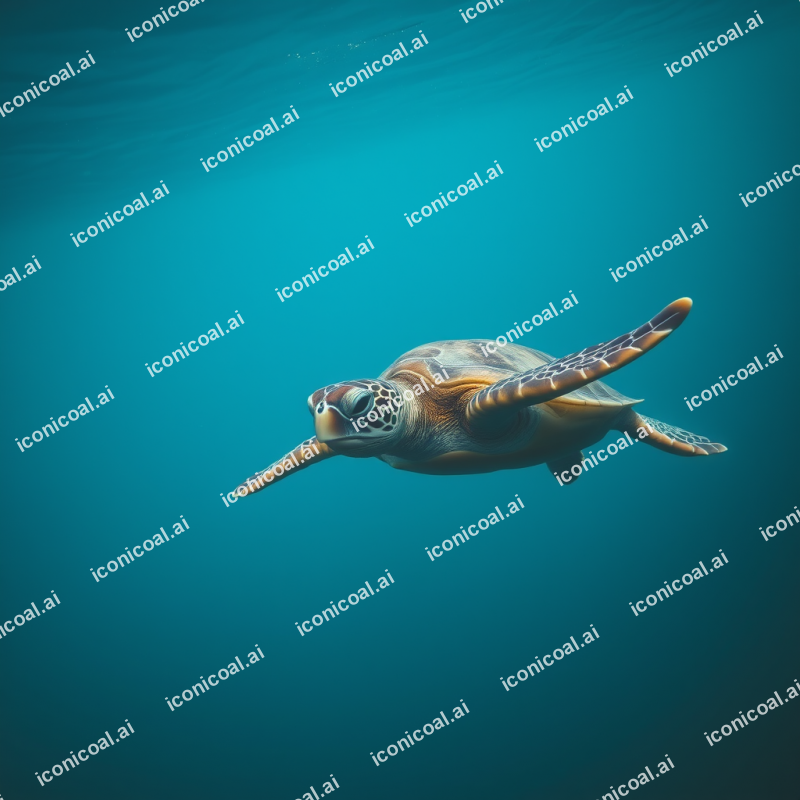 Sea Turtle Swimming In Clear Turquoise Water