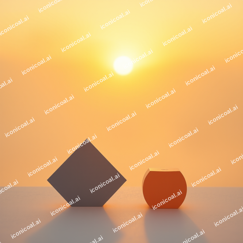 Simple Geometric Shapes On Solid Color Minimal Design