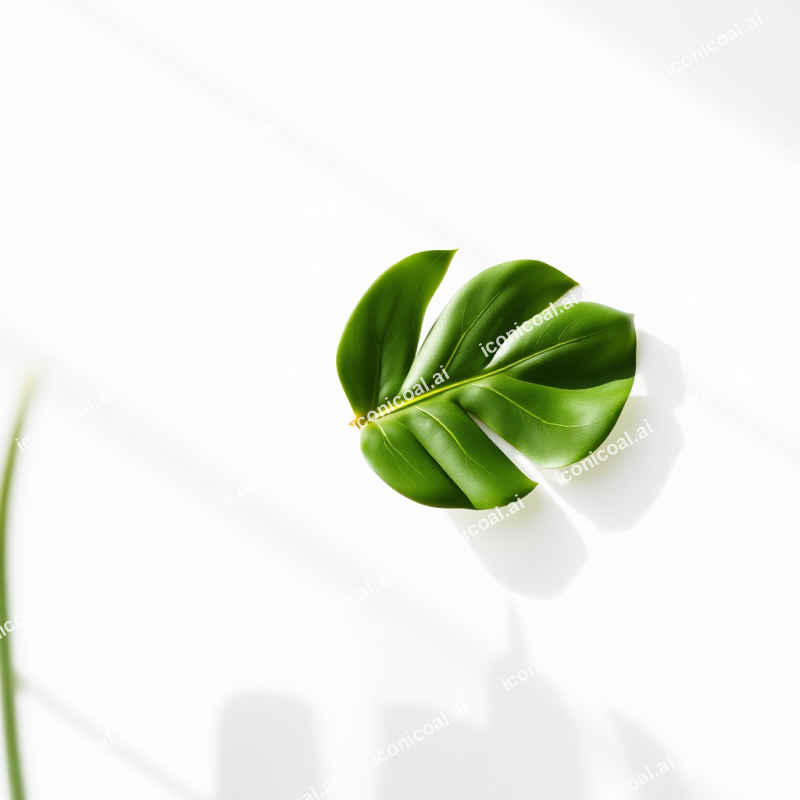 Single Monstera Leaf On White Background Botanical Minimal