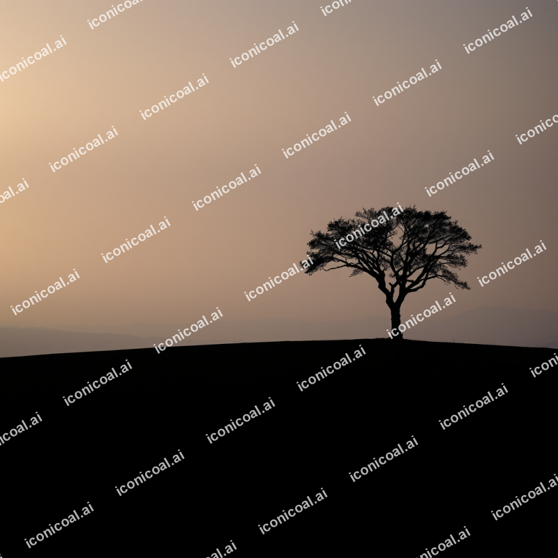 Single Tree On Horizon Minimal Landscape Serene