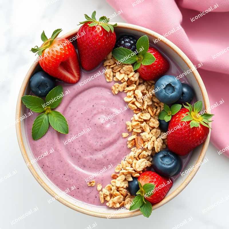 Smoothie Bowl With Fresh Berries And Granola Breakfast Ae...