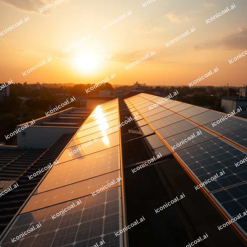 Solar Panels On Rooftop Sustainable Energy Technology