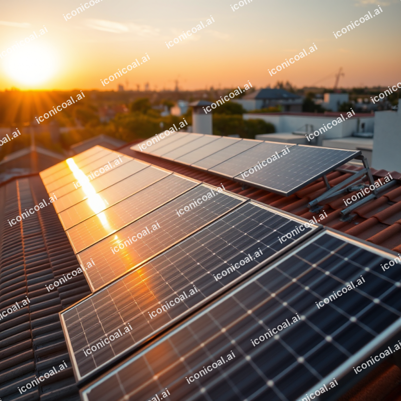 Solar Panels On Rooftop Sustainable Energy Technology