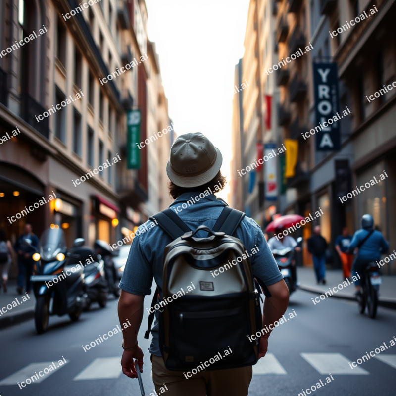 Solo Traveler Exploring City Street Authentic Adventure