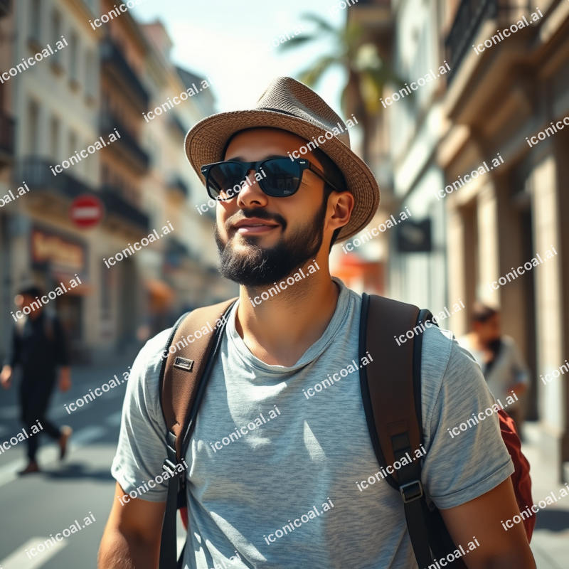 Solo Traveler Exploring City Street Authentic Adventure