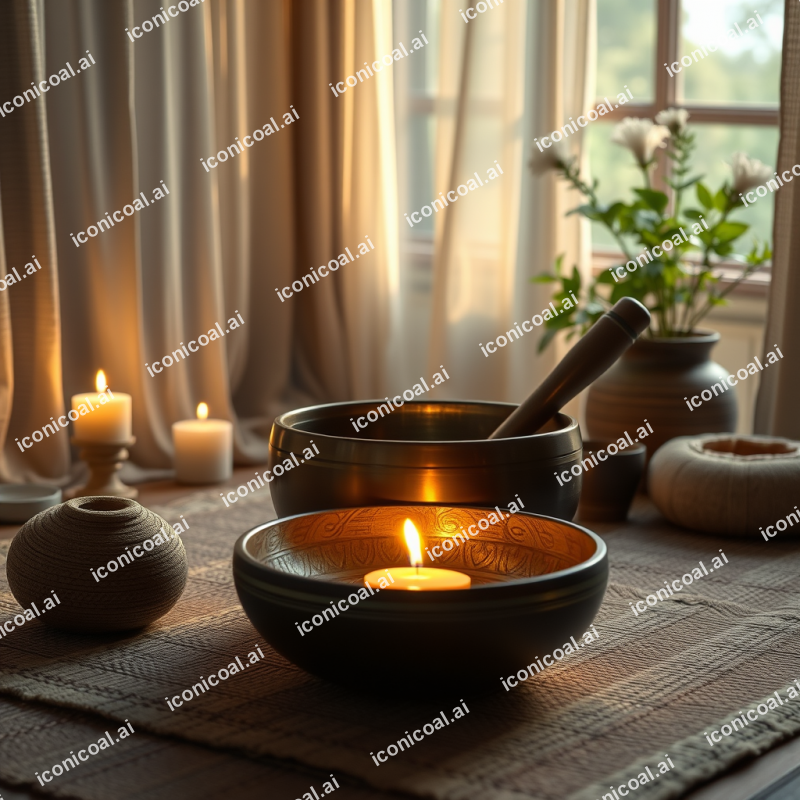 Sound Bowl Meditation Healing Practice Calming Atmosphere