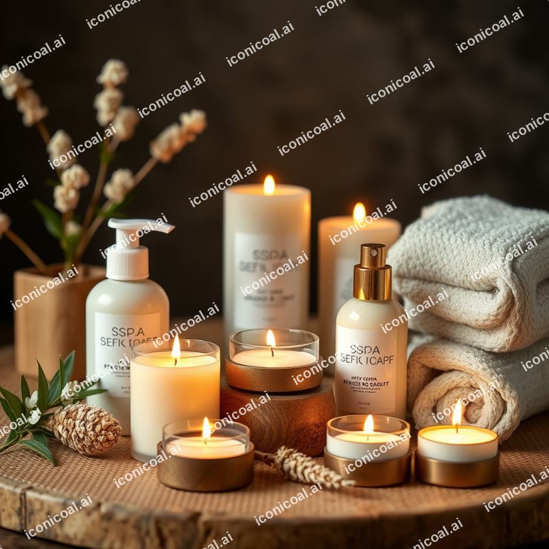 Spa Self-care Setup With Candles And Natural Products