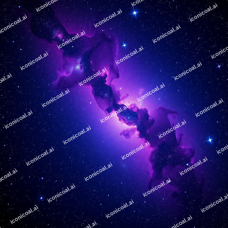 Space Nebula With Stars Cosmic Purple And Blue Colors
