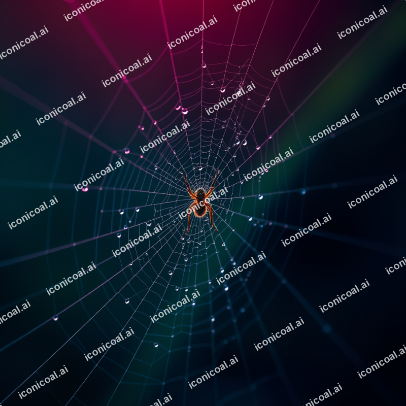 Spider Web With Morning Dew Macro
