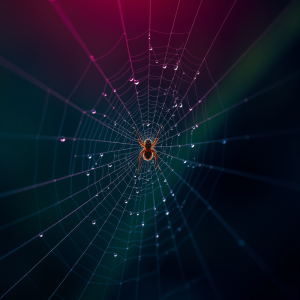 Spider Web With Morning Dew Macro