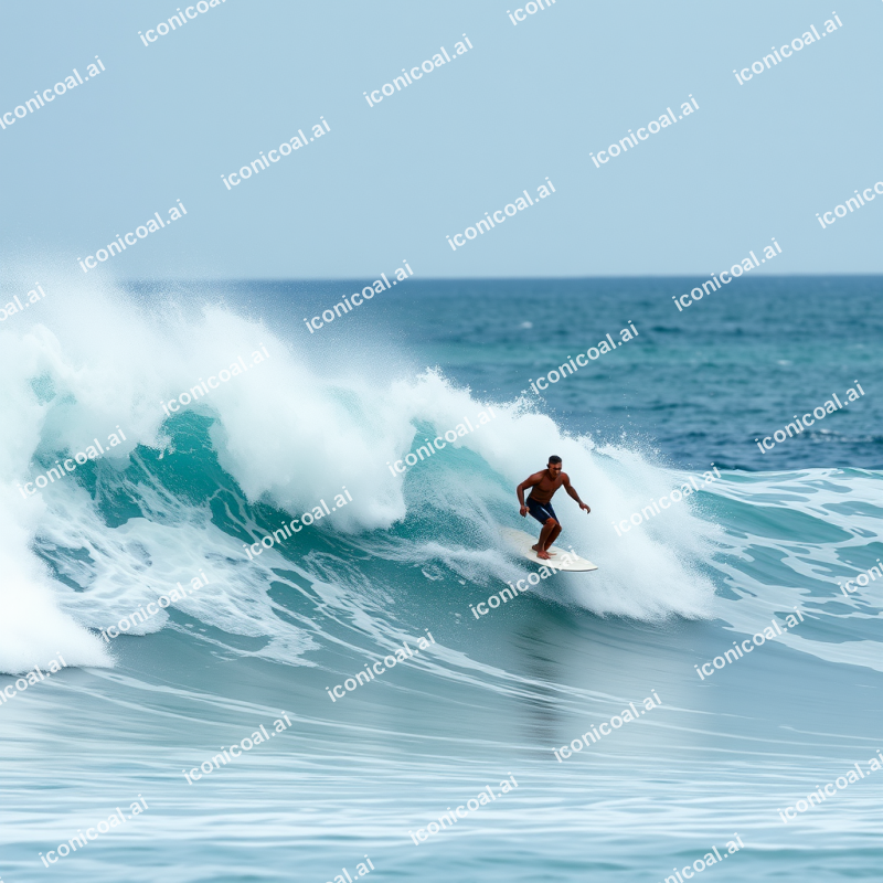 Surfer Riding Wave Ocean Action Sports Adventure