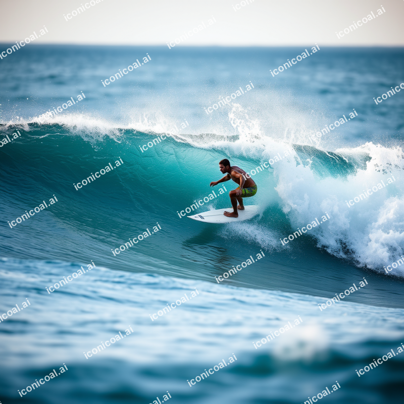 Surfer Riding Wave Ocean Action Sports Adventure