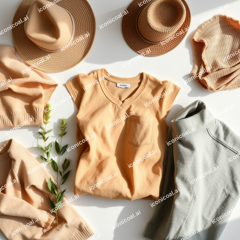 Sustainable Fashion Flat Lay With Earth-toned Natural Fab...