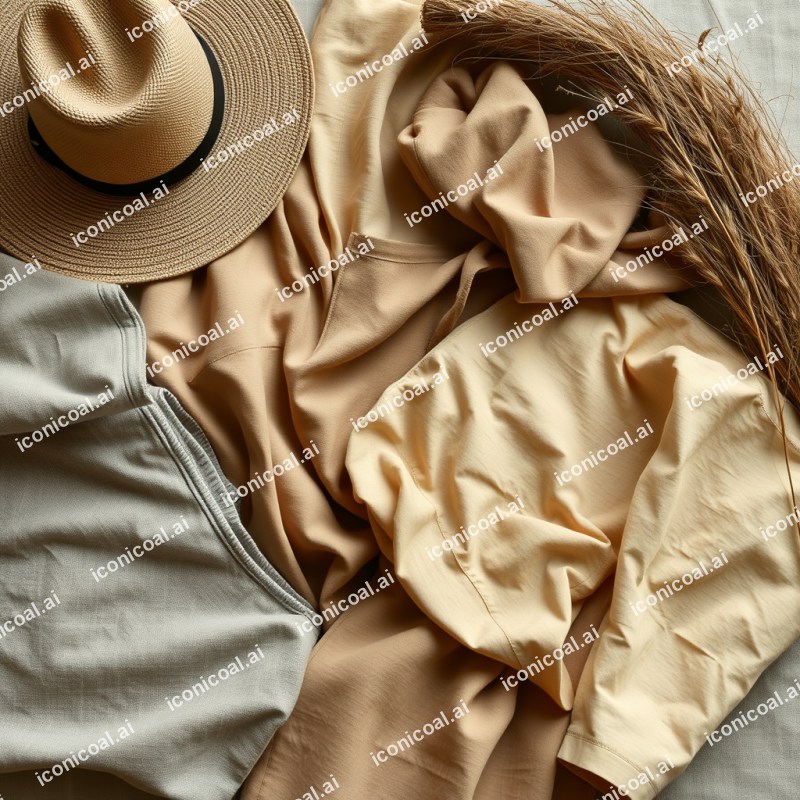 Sustainable Fashion Flat Lay With Earth-toned Natural Fab...