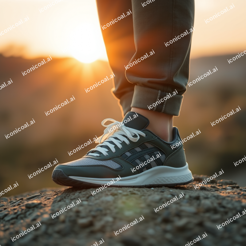 Sustainable Sneakers On Natural Background Eco-friendly F...