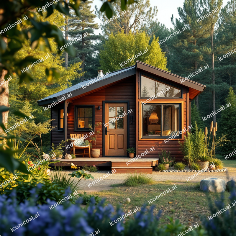 Sustainable Tiny Home Exterior Surrounded By Nature