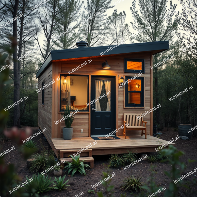 Sustainable Tiny Home Exterior Surrounded By Nature