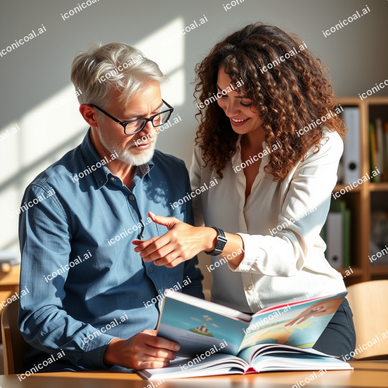 Teacher Helping Student One-on-one Supportive Education M...